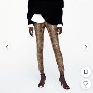 NWT Zara High Rise Animal Print Coated Faux Leather Snake Leggings